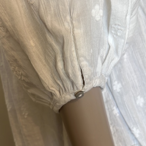 Free People Lina Lace Balloon Sleeve White embroidered lace Peasant Blouse Small - Picture 10 of 12